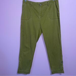 J Jill Utility Ankle Pants Women Size 14 Green Cotton Stretch Casual Crop